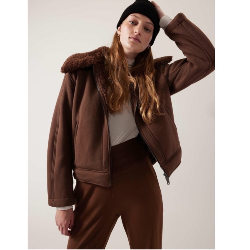 ATHLETA | Westbound Sherpa Jacket In Mahogany brown size small